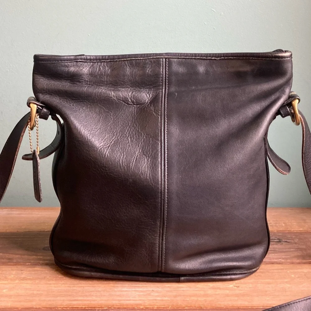 Vintage Coach 4153 Black Leather Bleecker Bucket Bag Crossbody